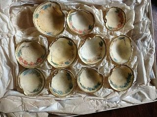 Vintage Antique Handpainted Victorian Real Shell Salt Dishes