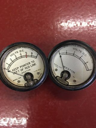 Antique Weston Electric Volt Meter Gauge Pair Model 506 Set