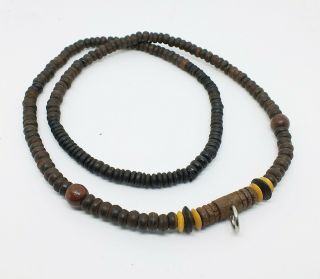 24 " Black&brown Wood Beads Antique Style For Thai Buddha Amulet Necklace Bk01