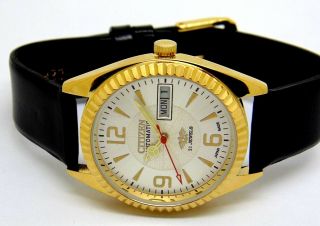 Citizen Automatic Men,  S Gold Plated Vintage White Dial.  Wrist Watch\