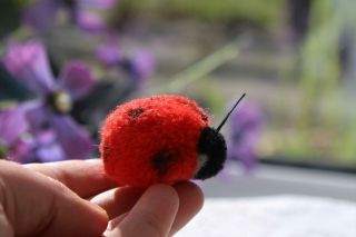 Vintage Steiff Wool Pompom Ladybird Ladybug Toy Miniature Bear Doll Display