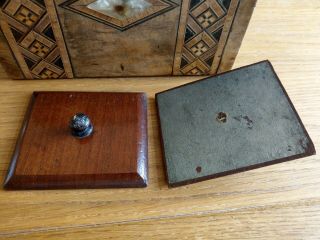 Lovely Old Antique Inlaid Tea Caddy with Marquetry and Mother of Pearl 2