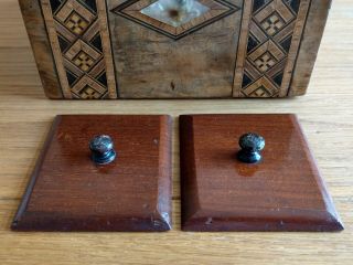Lovely Old Antique Inlaid Tea Caddy with Marquetry and Mother of Pearl 5