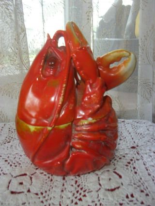 Antique Porcelain 1910 Royal Bayreuth Bavarian Red Lobster Cracker Jar 7.  5 " Htf