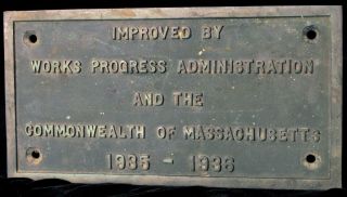 1935 Wpa Bronze Plaque Progress Administration Commonwealth Massachusetts