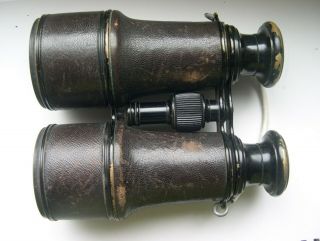 Antique military binoculars in 1917 W.  Swart leather case 5