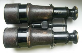 Antique military binoculars in 1917 W.  Swart leather case 6