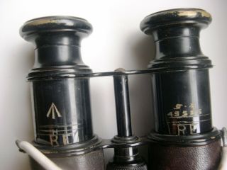 Antique military binoculars in 1917 W.  Swart leather case 8