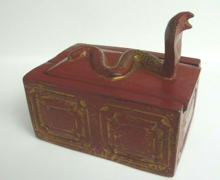 Vintage Asian Cobra Snake Slide Lid Wooden Trinket Box