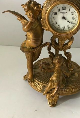 Antique Haven Clock Putti Cherub Figural Art Nouveau Victorian Edwardian A36