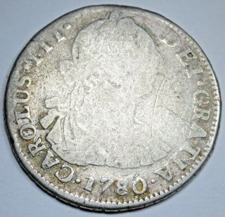 1780 Pr Spanish Bolivia 2 Reales Piece Of 8 Real Antique Colonial Two Bit Coin