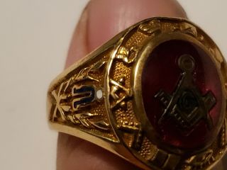 Vintage gold masonic blue lodge ring 7