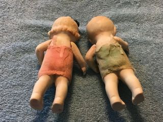 5” Tall All Bisque twin baby dolls: Boy and Girl: Made in Japan 2