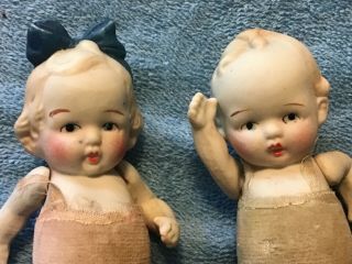 5” Tall All Bisque twin baby dolls: Boy and Girl: Made in Japan 5