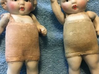 5” Tall All Bisque twin baby dolls: Boy and Girl: Made in Japan 6