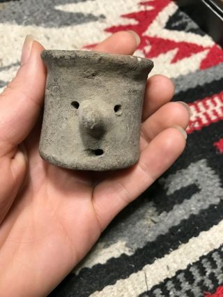 Mlc S3555 2” Pre - Columbian Clay Pottery Container Vessel Artifact Relic Americas