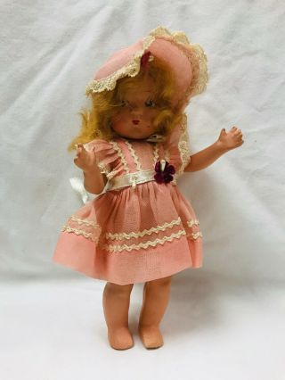 Vintage Vogue Doll Medford Mass Tag Painted Eyes Bloomers & Hat