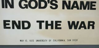 Vtg 1970 Anti Vietnam War Protest Poster UCSD George Winne Set on Fire 6