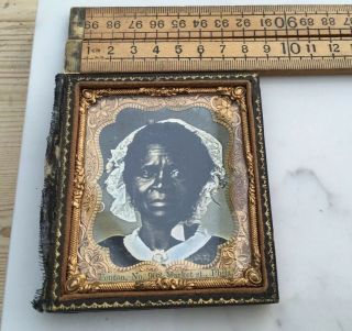 An Antique Photograph Frame With Print Of African American Lady,  Antique Frame