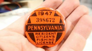 1947 Pennsylvania Fishing License Number 398672