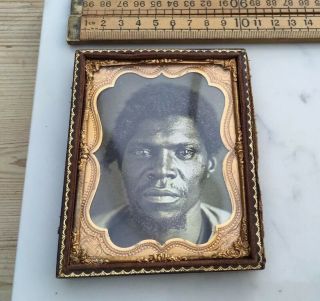 An Ornate Antique Photograph Frame With Print Of African American Man