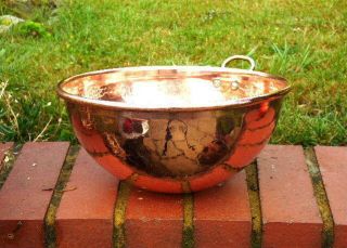 Antique French Heavy Quality Copper Kitchen Egg Beater Bowl