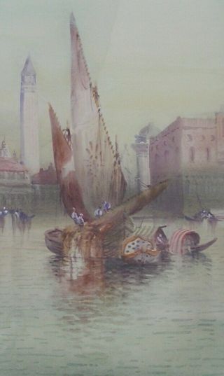Victorian Antique Painting " The Campanile,  Venice ",  C1890,  Anton Perique,  Signed