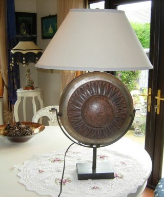 Large Art Deco Side Table Lamp With Sunburst Detail.  - Rare And Unusual.