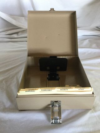 Buddy Products Usa Vintage Tan Metal Check File Storage Box 10x10x4 Adj Dividers