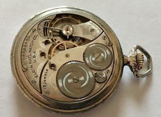 EARLY ART DECO ELGIN 12S 15J ORNATE WHITE GOLD FILLED OPEN FACE POCKET WATCH 5
