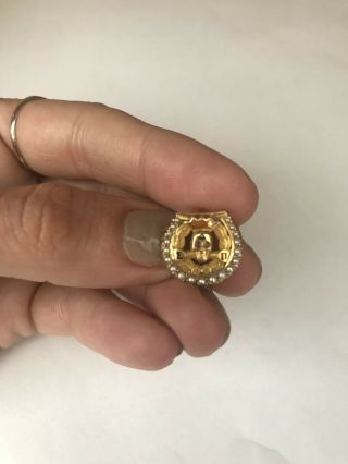 Delta Sigma Pi Fraternity Pin Badge 10K Gold Amethysts Pearls 2