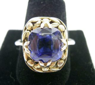 ANTIQUE ARTS AND CRAFTS SILVER GOLD SAPPHIRE RING BERNARD INSTONE? RHODA WAGER? 2