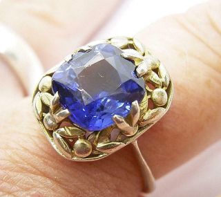 ANTIQUE ARTS AND CRAFTS SILVER GOLD SAPPHIRE RING BERNARD INSTONE? RHODA WAGER? 3