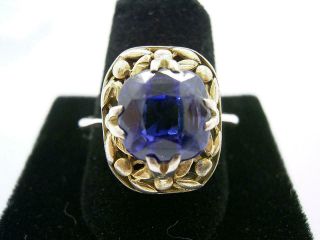 ANTIQUE ARTS AND CRAFTS SILVER GOLD SAPPHIRE RING BERNARD INSTONE? RHODA WAGER? 4