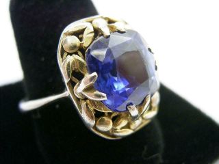 ANTIQUE ARTS AND CRAFTS SILVER GOLD SAPPHIRE RING BERNARD INSTONE? RHODA WAGER? 8