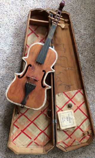Antique Folk Art Violin Fiddle J.  Willard