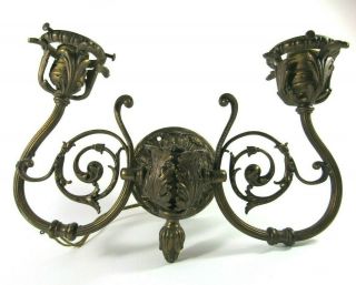Vintage Very Ornate Two Arm Brass Wall Sconce Hollywood Regency Electric Lamp