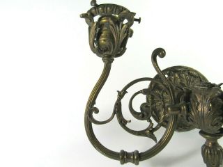 VINTAGE VERY ORNATE TWO ARM BRASS WALL SCONCE HOLLYWOOD REGENCY ELECTRIC LAMP 7