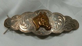 Antique Sterling Silver Barrette Diablo Marked Horse Motif.  925 Vintage 3 1/2 "