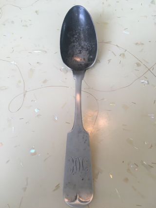 Early Marked Sterling Silver Large Spoon Engraved