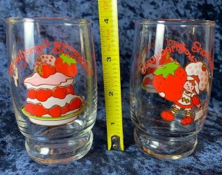 2 Vintage 1980 Strawberry Shortcake 4” Juice Glass American Greetings 80s