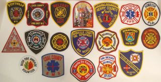 Set Of 20 Miscellaneous Fire Department Patches From The Usa Never Worn Or Sewn
