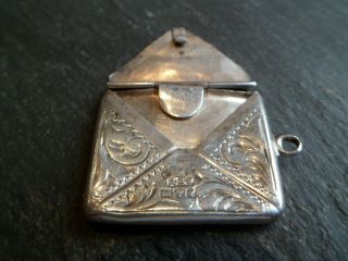 108 YEAR OLD HALLMARKED SOLID SILVER STAMP CASE FOR AN ALBERT POCKET WATCH CHAIN 3