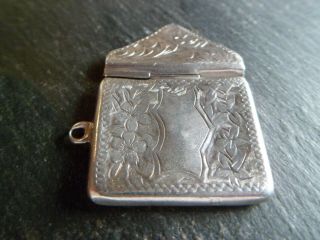 108 YEAR OLD HALLMARKED SOLID SILVER STAMP CASE FOR AN ALBERT POCKET WATCH CHAIN 4