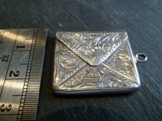108 YEAR OLD HALLMARKED SOLID SILVER STAMP CASE FOR AN ALBERT POCKET WATCH CHAIN 6