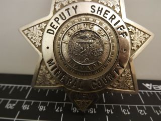 Vintage Obsolete Mineral County Nevada Deputy Sheriff Badge George F.  Cake 5