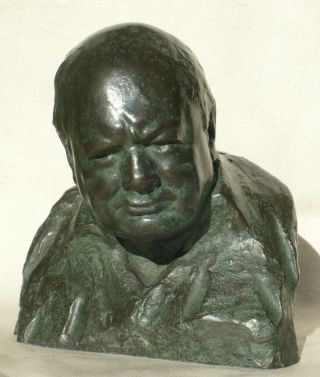 Winston Churchill Signed Nemon Wartime Leader 85 Bronze Resin Bust