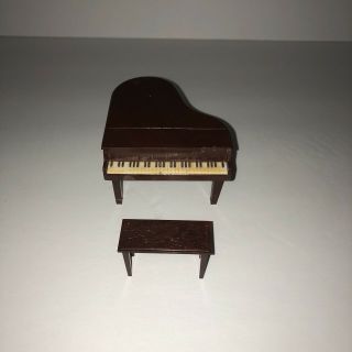 Vtg Renwal Miniature Dollhouse Baby Grand Piano And Bench Plastic Made In Usa