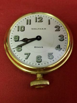 Antique Waltham Premier Car Dash Clock - Eight (8) Day Wind Stem
