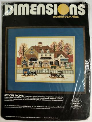 Dimensions 3566 Counted Cross Stitch Kit Wysocki Antique Shoppes Open Pack